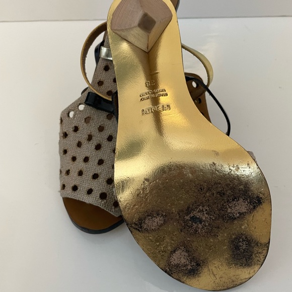 Fendi linen high heel slingbacks shoe - Picture 4 of 4